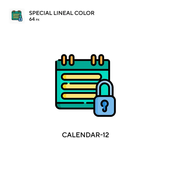 Calendar 12シンプルなベクトルアイコン 編集可能なストローク上の完璧な色現代ピクトグラム — ストックベクタ