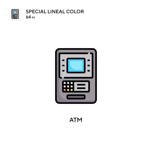 Atm Icono Vector Simple Pictograma Moderno Color Perfecto Trazo Editable — Vector de stock