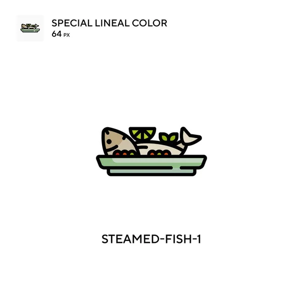 Steamed Fish Simple Vector Icon Perfect Color Modern Pictogram Editable — Stock Vector