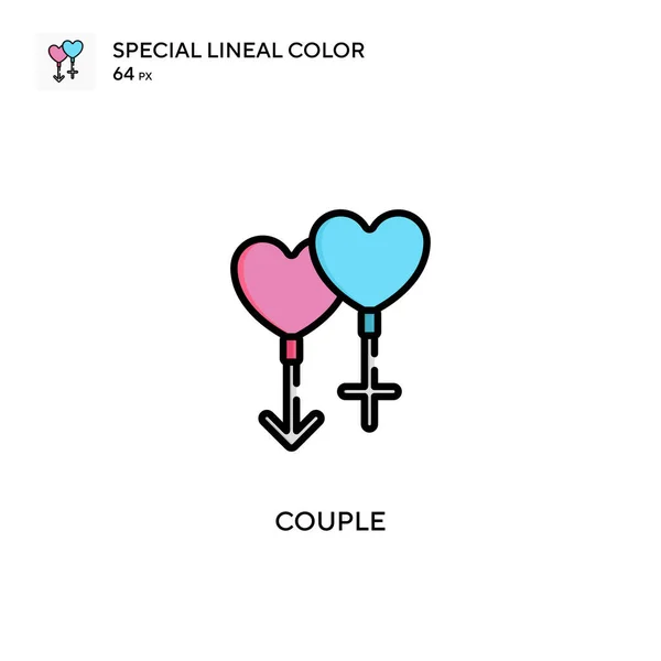 単純なベクトルアイコンをカップル 編集可能なストローク上の完璧な色現代ピクトグラム — ストックベクタ