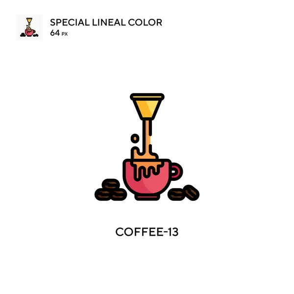 Coffee Icono Vector Simple Pictograma Moderno Color Perfecto Trazo Editable — Archivo Imágenes Vectoriales