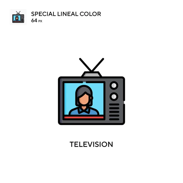 电视简单矢量图标 关于可编辑笔画的完美色彩现代象形文字 — 图库矢量图片