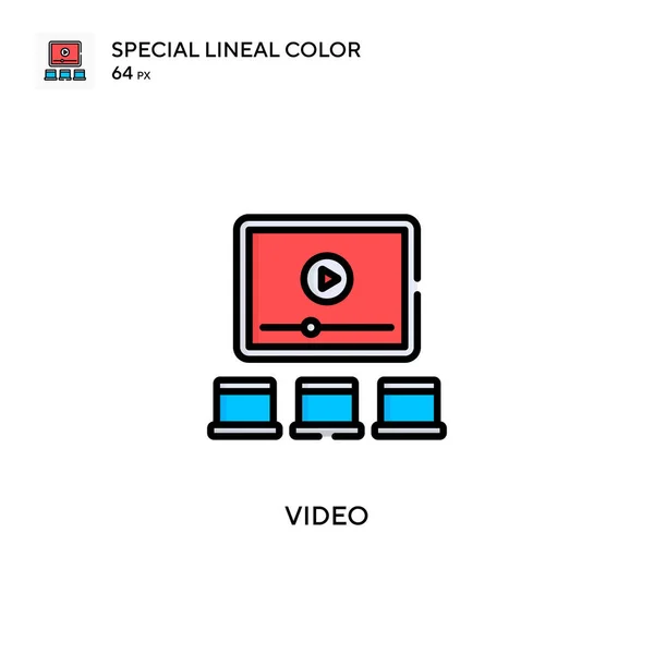 Video Simple Vector Icon Perfect Color Modern Pictogram Editable Stroke — Stock Vector