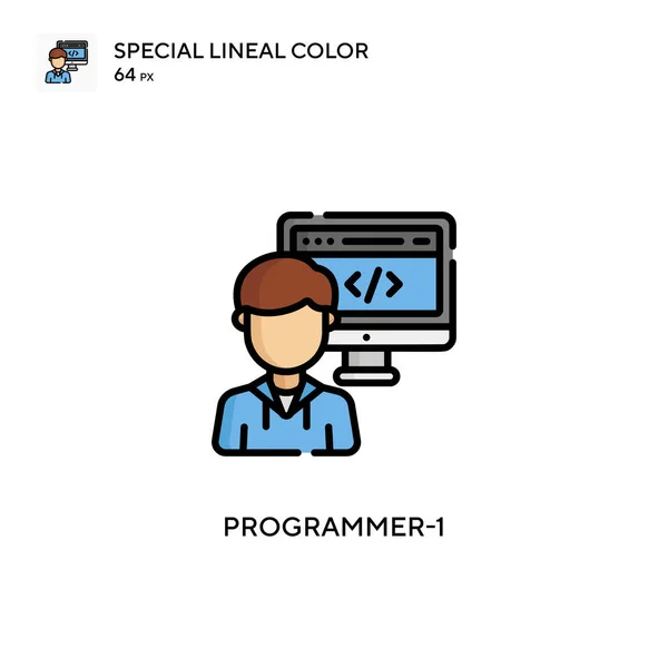 Programmer 1シンプルなベクトルアイコン 編集可能なストローク上の完璧な色現代ピクトグラム — ストックベクタ