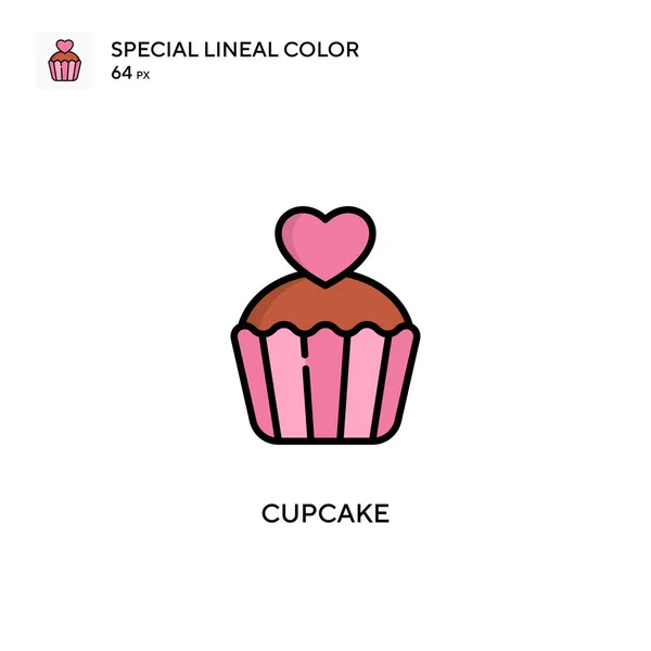 Cupcake Icono Vector Simple Pictograma Moderno Color Perfecto Trazo Editable — Vector de stock