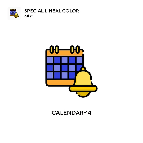 Calendar 14简单向量图标 关于可编辑笔画的完美色彩现代象形文字 — 图库矢量图片