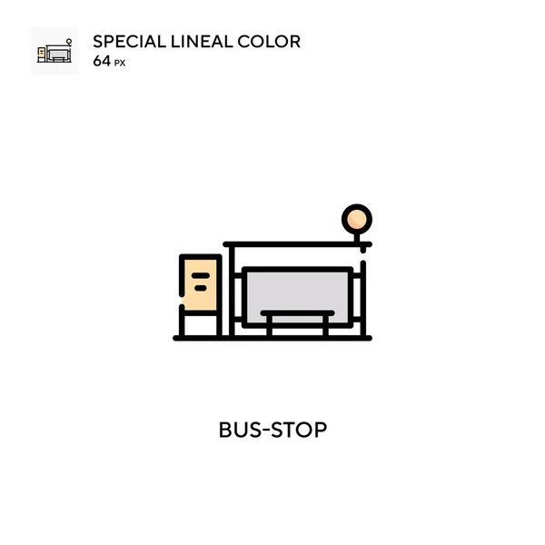 Значок Простой Вектор Остановки Автобуса Идеальный Цвет Современной Пиктограммы Редактируемый — стоковый вектор