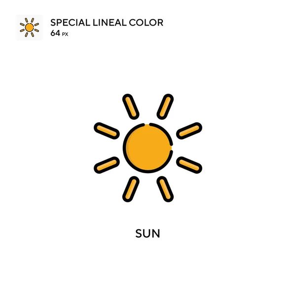 Sol Icono Vector Simple Pictograma Moderno Color Perfecto Trazo Editable — Vector de stock