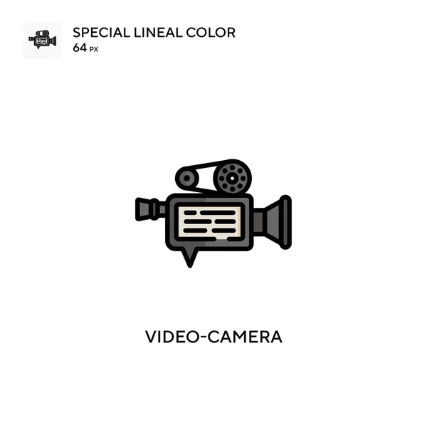 Videocámara Icono Vector Simple Pictograma Moderno Color Perfecto Trazo Editable — Vector de stock