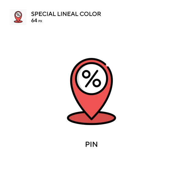 Pin Icono Vector Simple Pictograma Moderno Color Perfecto Trazo Editable — Vector de stock