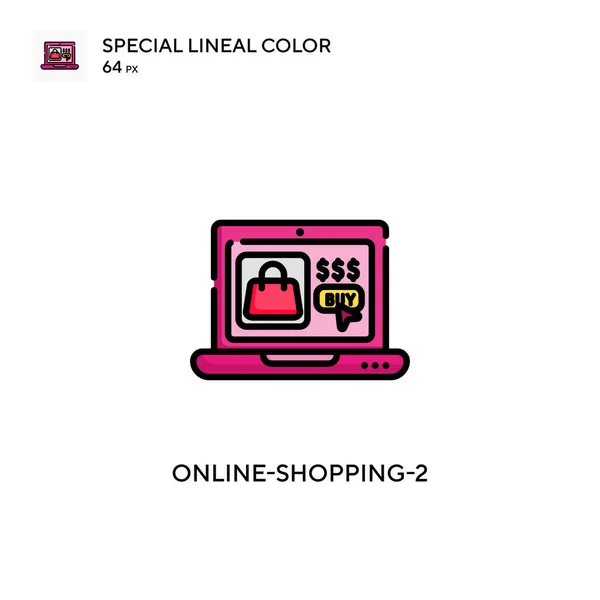 Online Shopping Icono Vector Simple Pictograma Moderno Color Perfecto Trazo — Archivo Imágenes Vectoriales