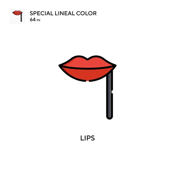 Labios Icono Vector Simple Pictograma Moderno Color Perfecto Trazo Editable — Vector de stock