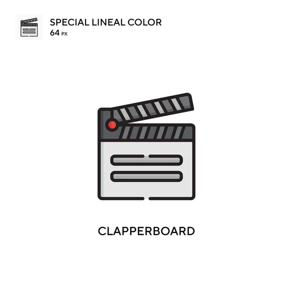 Clapperboard Icono Vector Simple Pictograma Moderno Color Perfecto Trazo Editable — Vector de stock