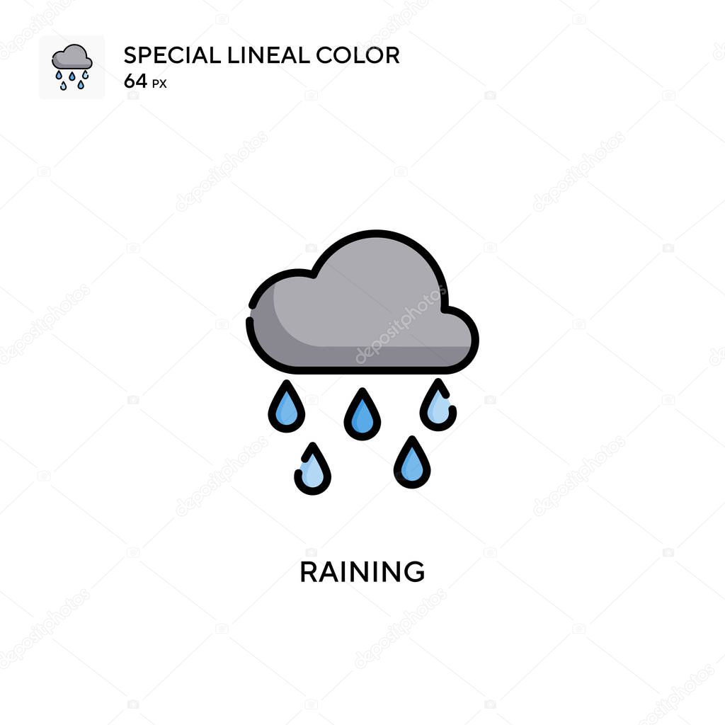 Raining Simple vector icon. Perfect color modern pictogram on editable stroke.