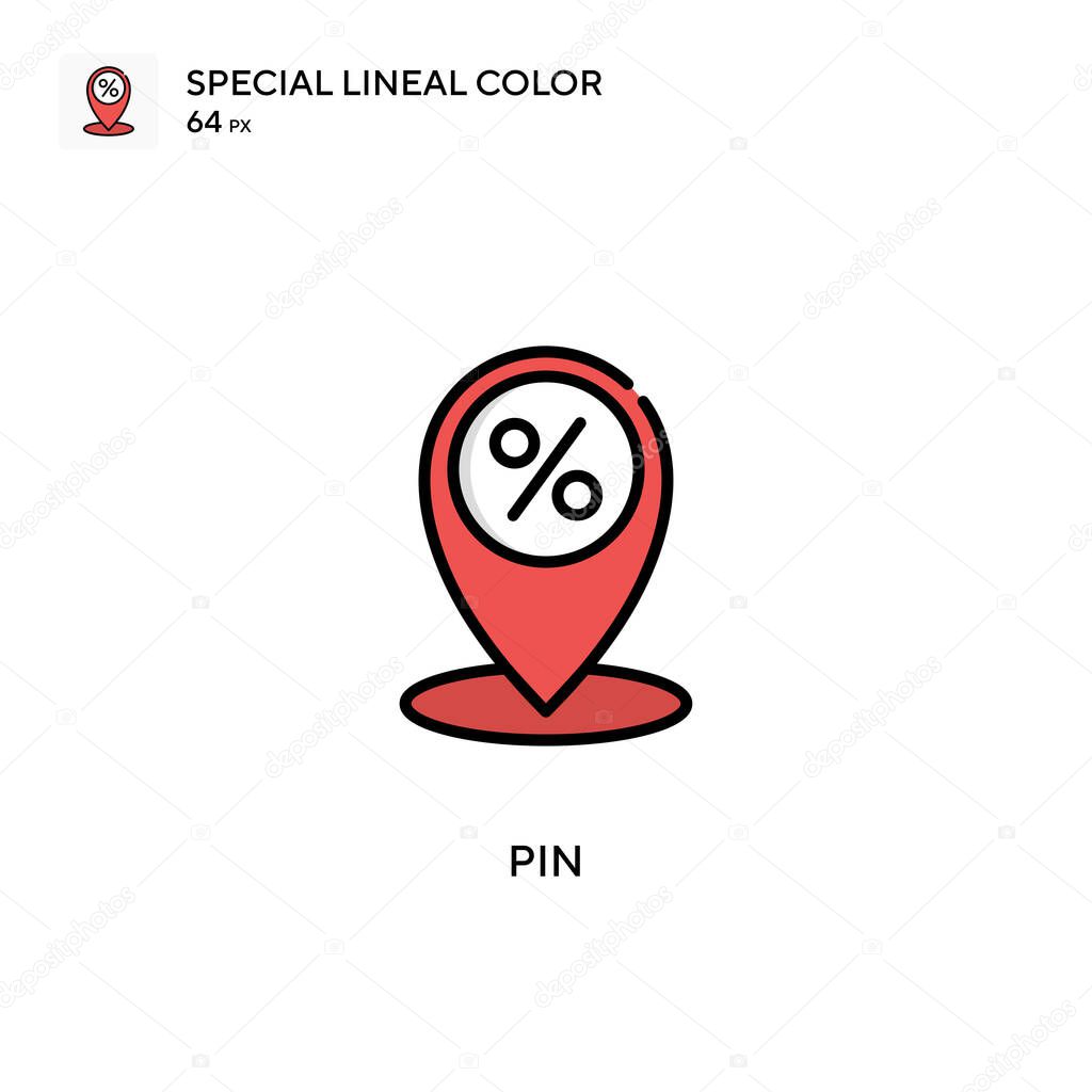 Pin Simple vector icon. Perfect color modern pictogram on editable stroke.