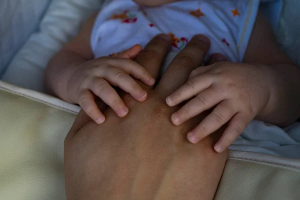 Daughter Holds Hand Loving Father — Stock Photo, Image