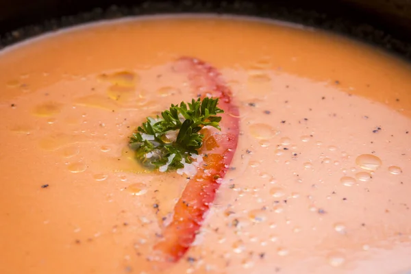 Gazpacho Cold Soup Garnish — Stock Photo, Image