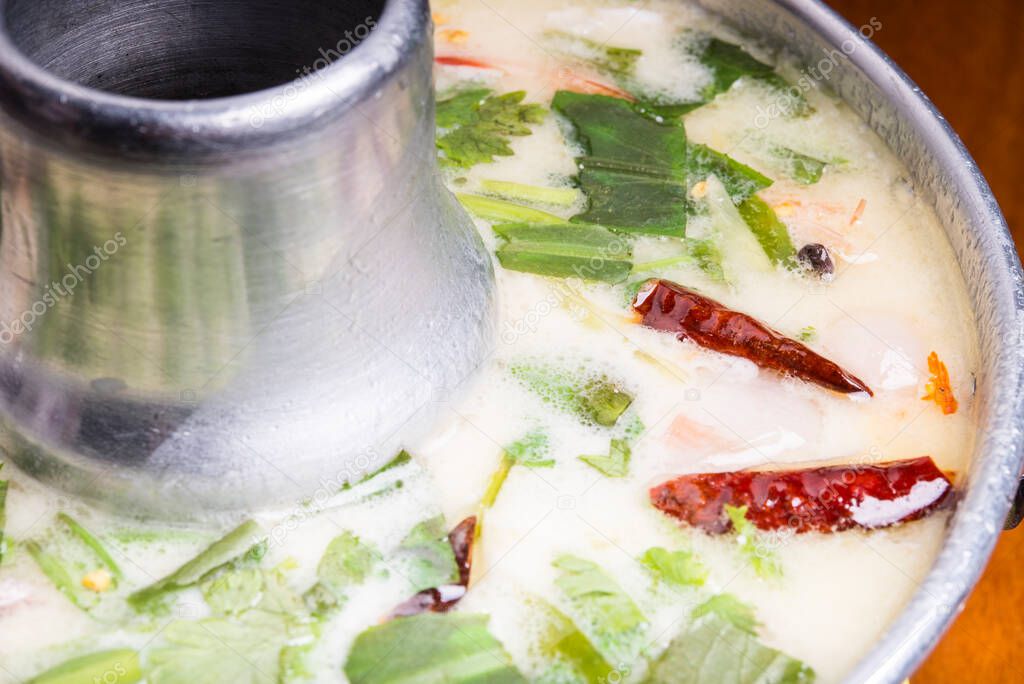 Thai style coconut spicy soup