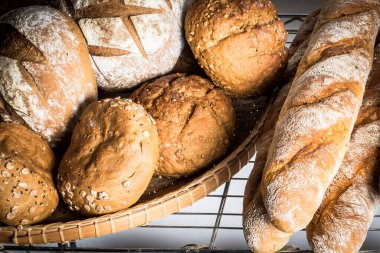 Organik esnaf seçimi kahverengi ve beyaz ekmek