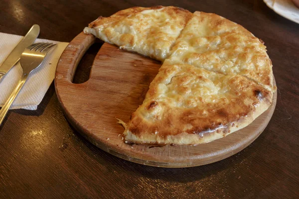 Піца Сиром Гаряча Тортія Сиром Хачапурі Кавказька Кухня — стокове фото