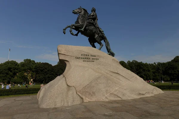 Памятник Петру Санкт Петербурге Бронзовый Всадник — стоковое фото