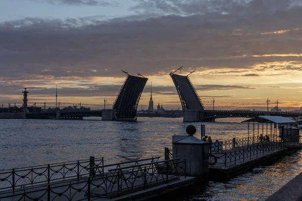 Saint Petersburg Russia July 2017 Peter Paul Fortress Opened Bridge — Stock Photo, Image