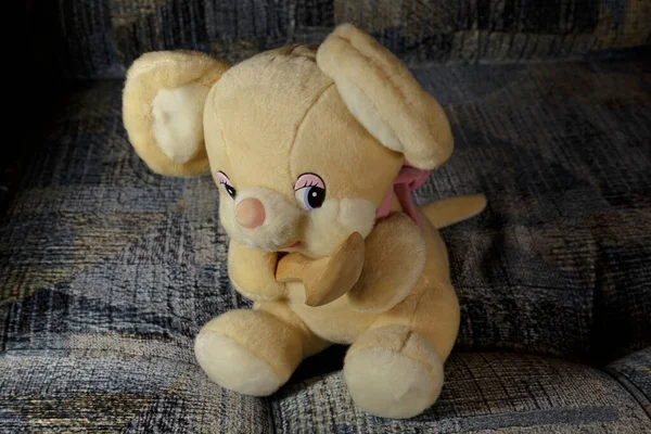 Peluche Souris Avec Cuillère Pet Peluche Jouet — Photo