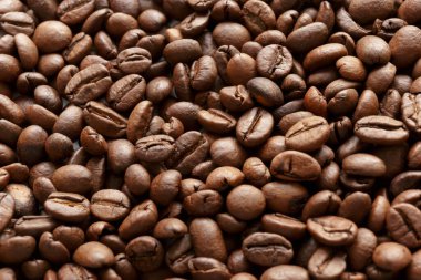 Full Frame Shot of Roasted Coffee Beans. Arkaplan olarak kahve çekirdeği dokusu