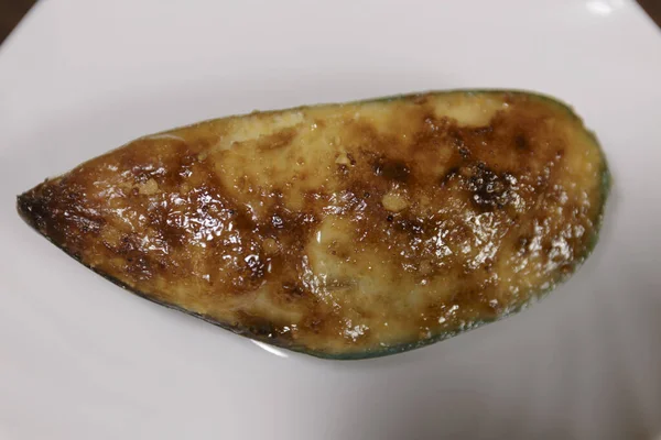 Gebackene Gefüllte Muscheln Japanische Meeresfrüchte — Stockfoto