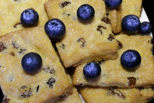 Shortbread Cookies Blueberries Concept Breakfast Tasty Background — Stock Photo, Image