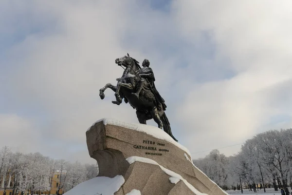 Brons Ruiter Een Ruitermonument Van Peter Grote Het Senaatsplein Sint — Stockfoto