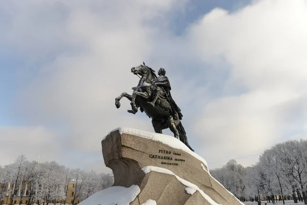 Brons Ruiter Een Ruitermonument Van Peter Grote Het Senaatsplein Sint — Stockfoto