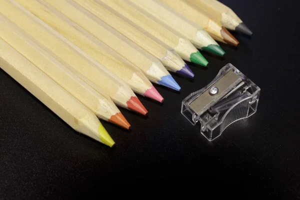 Color Pencils Isolated Dark Background — Stock Photo, Image