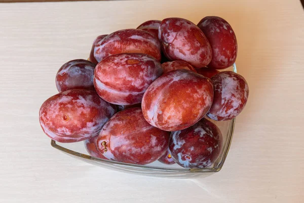 Ripe Delicious Juicy Plums Closeup — Stock Photo, Image