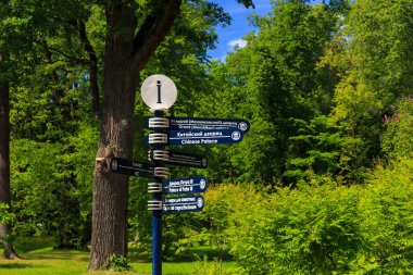 Oranienbaum Eyalet Parkı 'ndaki Taş Köprü ve Ağaçlar, Saint Petersburg, Rusya.