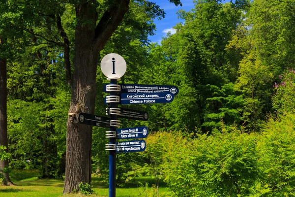 Oranienbaum Eyalet Parkı 'ndaki Taş Köprü ve Ağaçlar, Saint Petersburg, Rusya.