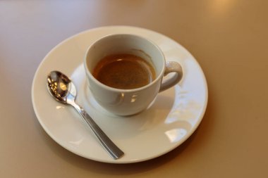 Lezzetli bir fincan espresso kahve, iş molası..