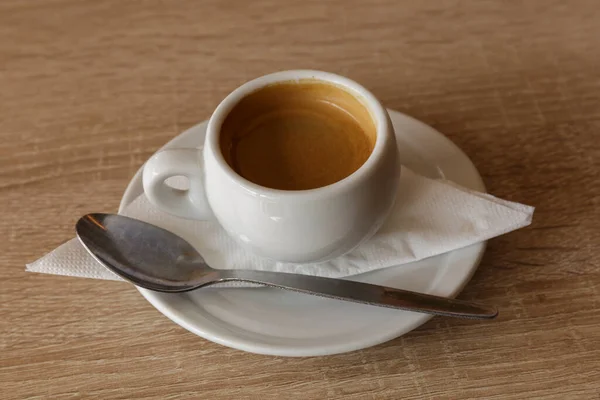 Deliciosa Taza Café Expreso Para Una Escapada Negocios Nadie Aislado —  Fotos de Stock