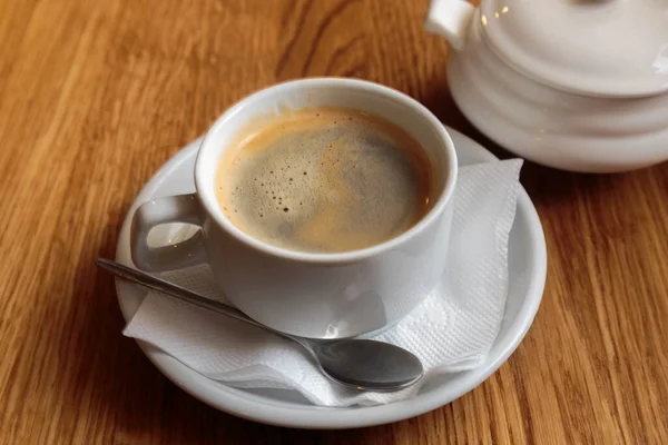 Una Taza Café Para Almuerzo Negocios Nadie Aislado —  Fotos de Stock