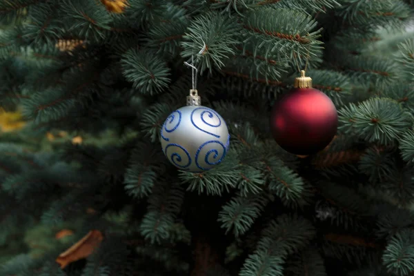 Bolas Cristal Uma Árvore Natal Imagem De Stock