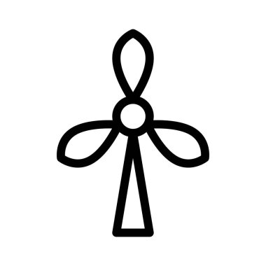 Beyaz arkaplanda yel değirmeni simgesi, vektör illüstrasyonu. Enerji Santrali Ortamı