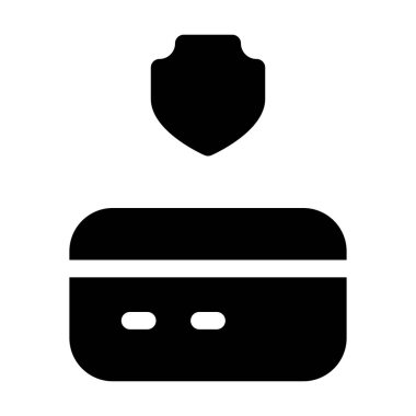 Beyaz arkaplanda Ödeme Güvenli Kalkan simgesi, vektör illüstrasyonu