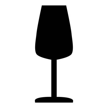 Beyaz arkaplanda şarap kadehi simgesi, vektör illüstrasyonu