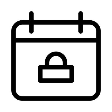 Takvim Zamanlamasındaki Tarih beyaz arkaplan, vektör illüstrasyonunda Kilit simgesidir