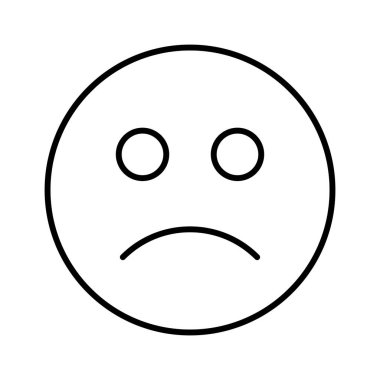 Beyaz arkaplanda Emoji üzgün simgesi, vektör illüstrasyonu