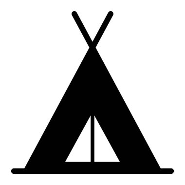 Beyaz arkaplanda çadır simgesi, vektör illüstrasyonu 