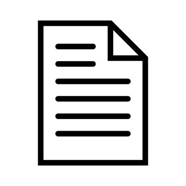 Beyaz arkaplan üzerindeki belge simgesi, vektör illüstrasyonu