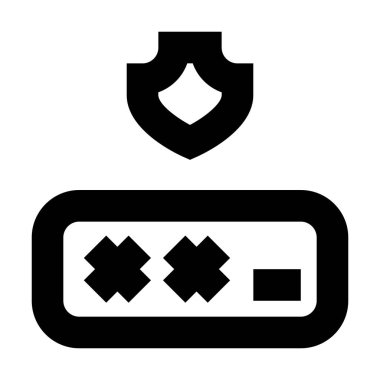 Beyaz arkaplanda parola kalkanı simgesi, vektör illüstrasyonu