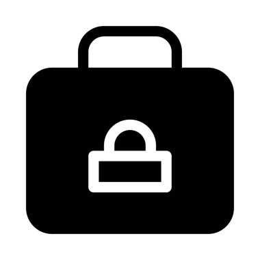 Beyaz arkaplanda Kilit simgesi olan çanta, vektör illüstrasyonu