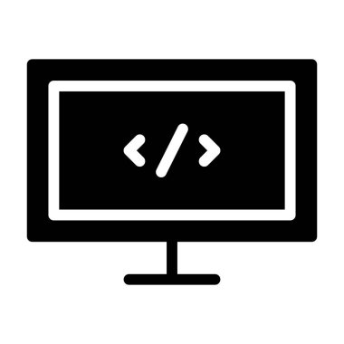 Kodlama simgesi, vektör illüstrasyonu